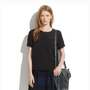 Madewell black top w. vine embroidery / NWT/ sz S